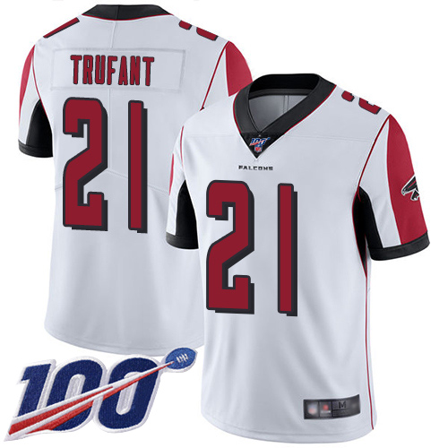 Atlanta Falcons Limited White Men Desmond Trufant Road Jersey NFL Football #21 100th Season Vapor Untouchable